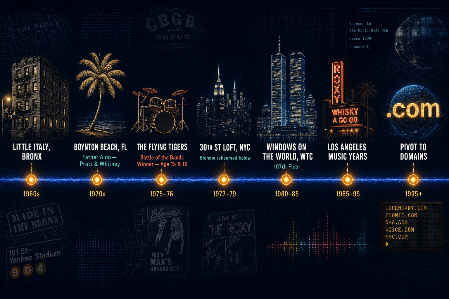 David Castello's improbable arc, from the Bronx and the Sunset Strip to a legendary domain portfolio.