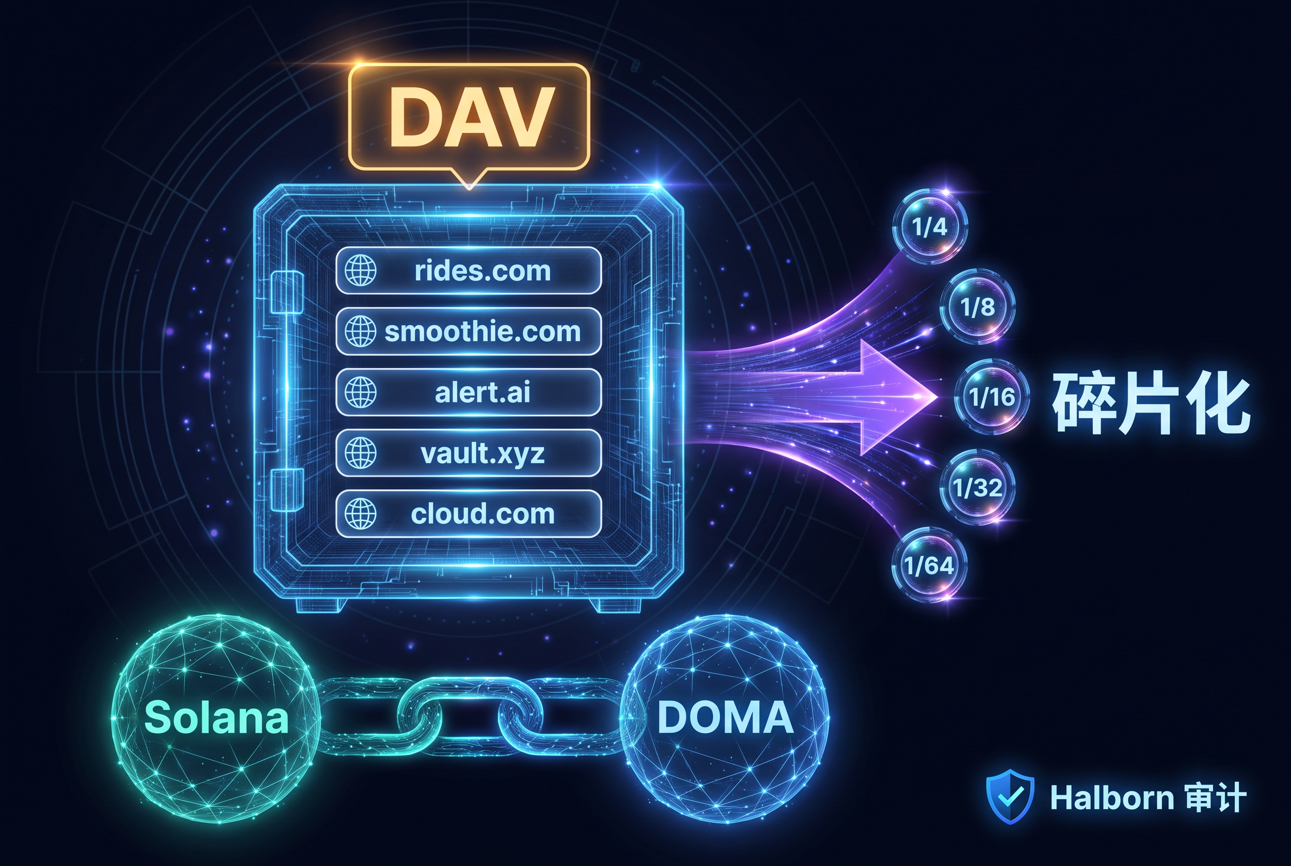 DAV 将多个域名打包为代币化篮子，用户可购买整个组合的部分所有权。