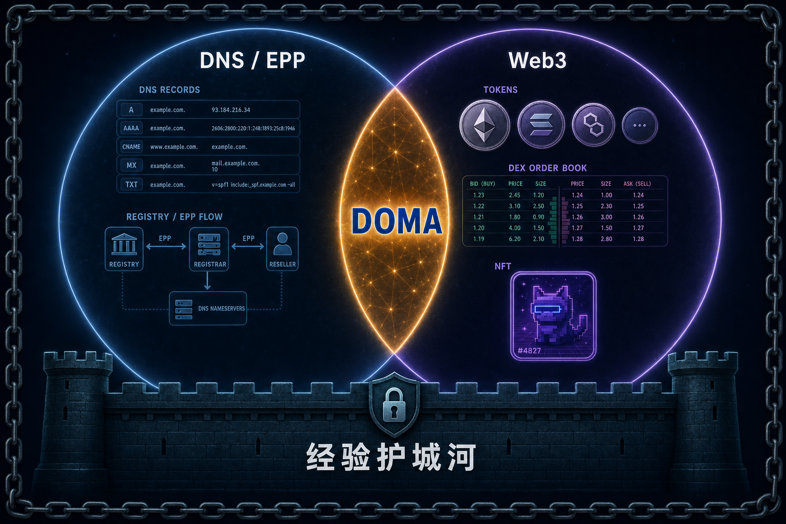 同时精通 DNS/EPP 域名生态与区块链技术栈的交叉点，构成了 Doma 难以复制的技术护城河。